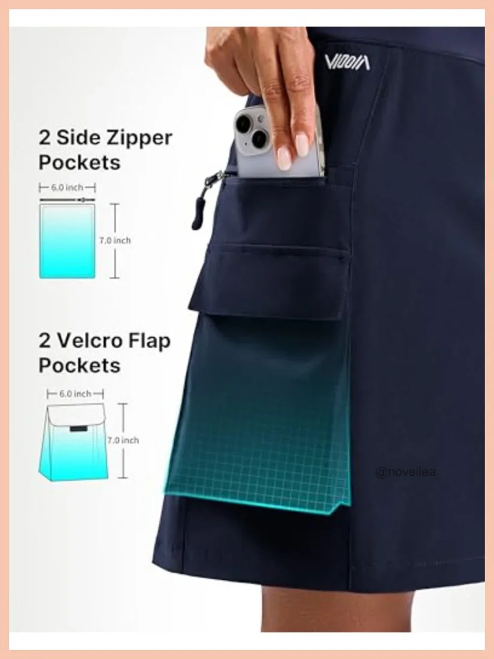 Women's Knee Length Cargo Skort with 6 Pockets